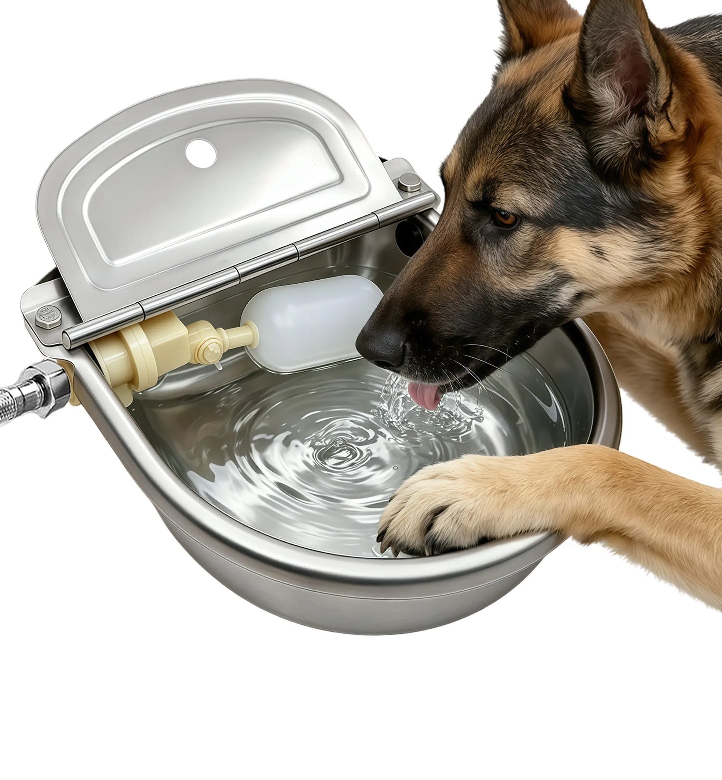 Never Refill Again! Stainless Steel Automatic Dog Waterer Float Valve Bowl - No-Spill Self Filling Large Pet Water Fountain for outside Dogs & Livestock