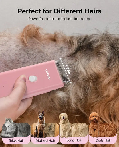 [Summe Sale Deal]Pet Clippers for Dog Hair Grooming Low Noise, Rechargeable Cordless Cat Shaver with Ceramic Blade,Portable Pet Hair Trimmer for Matted & Long Hair-Back to School