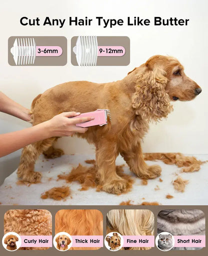 [Summe Sale Deal]Pet Clippers for Dog Hair Grooming Low Noise, Rechargeable Cordless Cat Shaver with Ceramic Blade,Portable Pet Hair Trimmer for Matted & Long Hair-Back to School