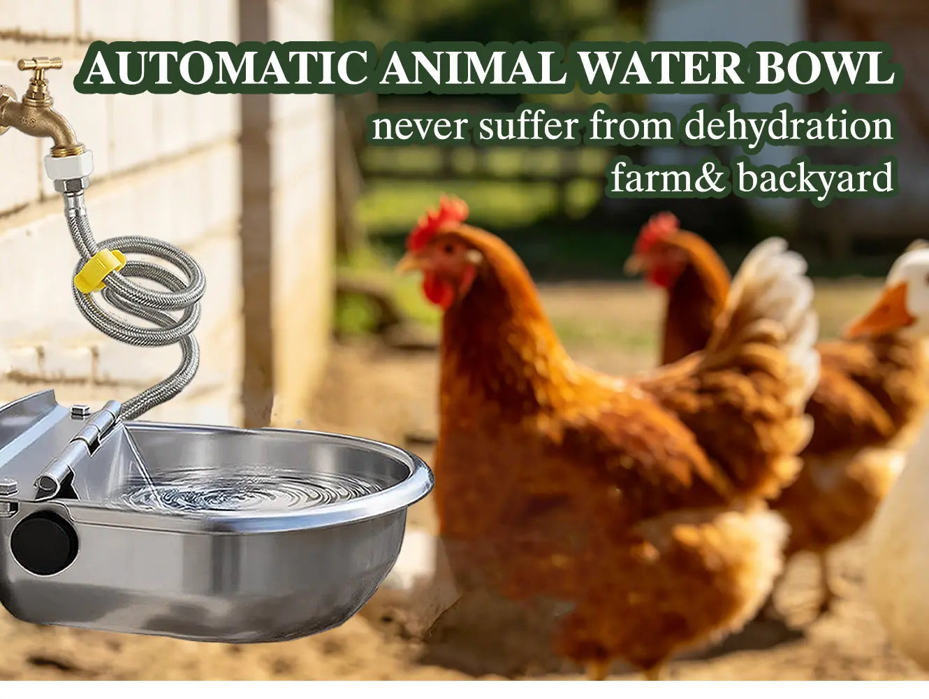 Never Refill Again! Stainless Steel Automatic Dog Waterer Float Valve Bowl - No-Spill Self Filling Large Pet Water Fountain for outside Dogs & Livestock