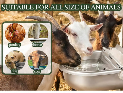 Never Refill Again! Stainless Steel Automatic Dog Waterer Float Valve Bowl - No-Spill Self Filling Large Pet Water Fountain for outside Dogs & Livestock