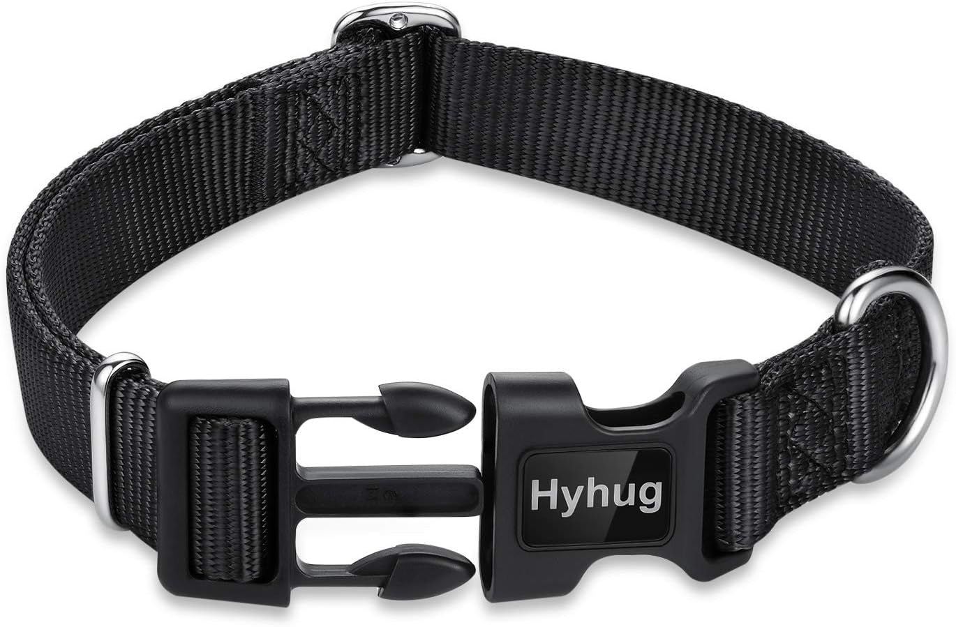 Black Dog Collar for Medium Dogs, Quick-Release Buckle, Adjustable | Sturdy Nylon, Adjustable Neck Fit. Great for Daily Walks, Park Play & Outdoor Hikes. Durable for Medium Breeds