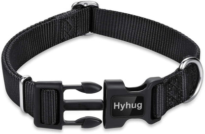 Black Dog Collar for Medium Dogs, Quick-Release Buckle, Adjustable | Sturdy Nylon, Adjustable Neck Fit. Great for Daily Walks, Park Play & Outdoor Hikes. Durable for Medium Breeds