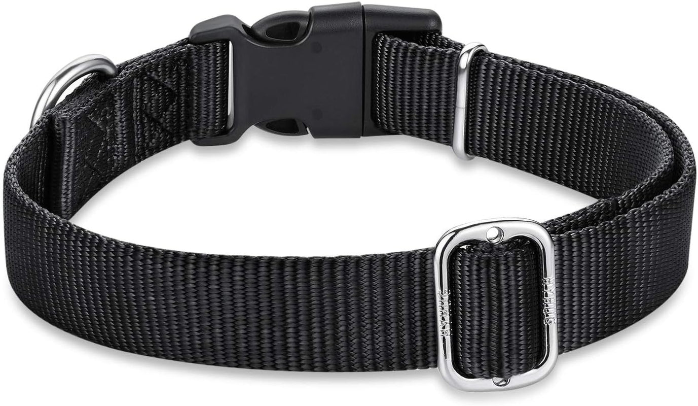 Black Dog Collar for Medium Dogs, Quick-Release Buckle, Adjustable | Sturdy Nylon, Adjustable Neck Fit. Great for Daily Walks, Park Play & Outdoor Hikes. Durable for Medium Breeds