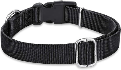 Black Dog Collar for Medium Dogs, Quick-Release Buckle, Adjustable | Sturdy Nylon, Adjustable Neck Fit. Great for Daily Walks, Park Play & Outdoor Hikes. Durable for Medium Breeds