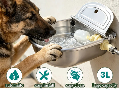 Never Refill Again! Stainless Steel Automatic Dog Waterer Float Valve Bowl - No-Spill Self Filling Large Pet Water Fountain for outside Dogs & Livestock