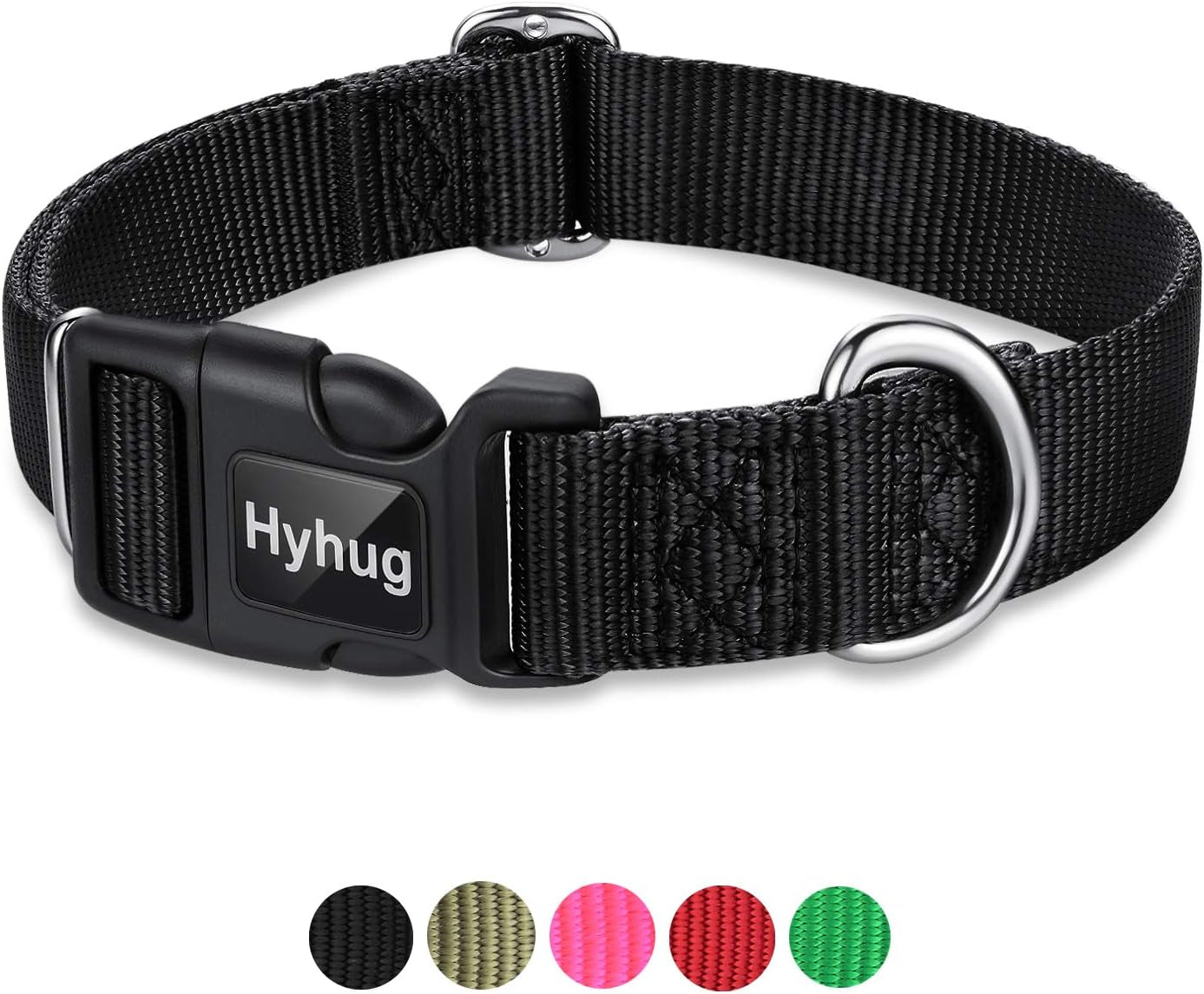Black Dog Collar for Medium Dogs, Quick-Release Buckle, Adjustable | Sturdy Nylon, Adjustable Neck Fit. Great for Daily Walks, Park Play & Outdoor Hikes. Durable for Medium Breeds