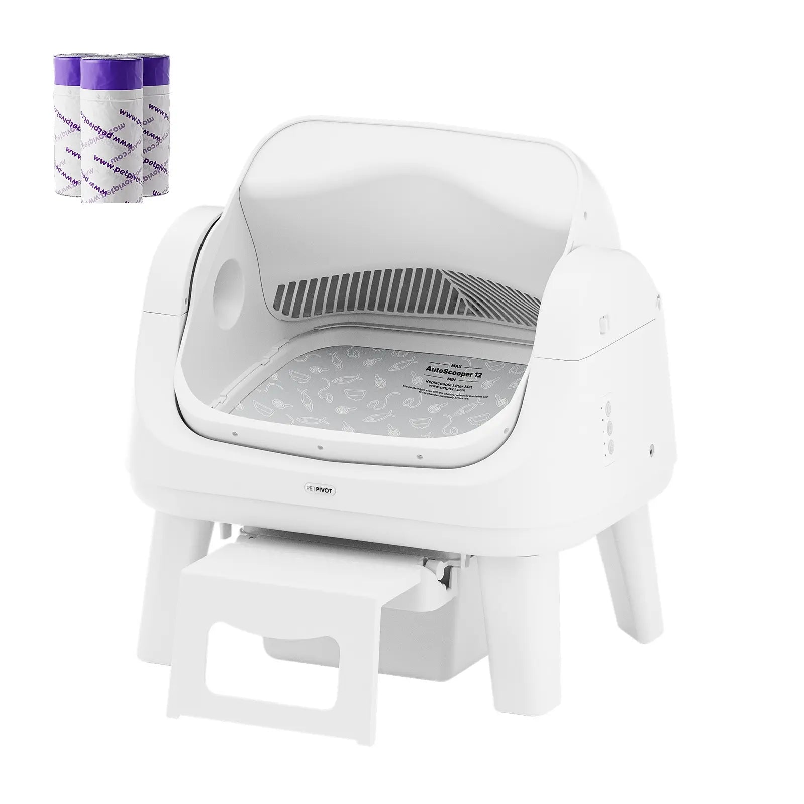 Petpivot Autoscooper 12 Lite Open-Top Automatic Self-Cleaning Cat Litter Box, Easy-Entry Front Step, Triple Safety Protection, No App Required