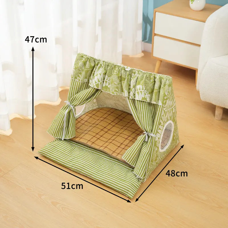 Cozy Cat Tent Bed for Small Medium Cats Dogs Washable Semi Enclosed Pet House Cute Plush Cave for Summer Fall Winter Spring